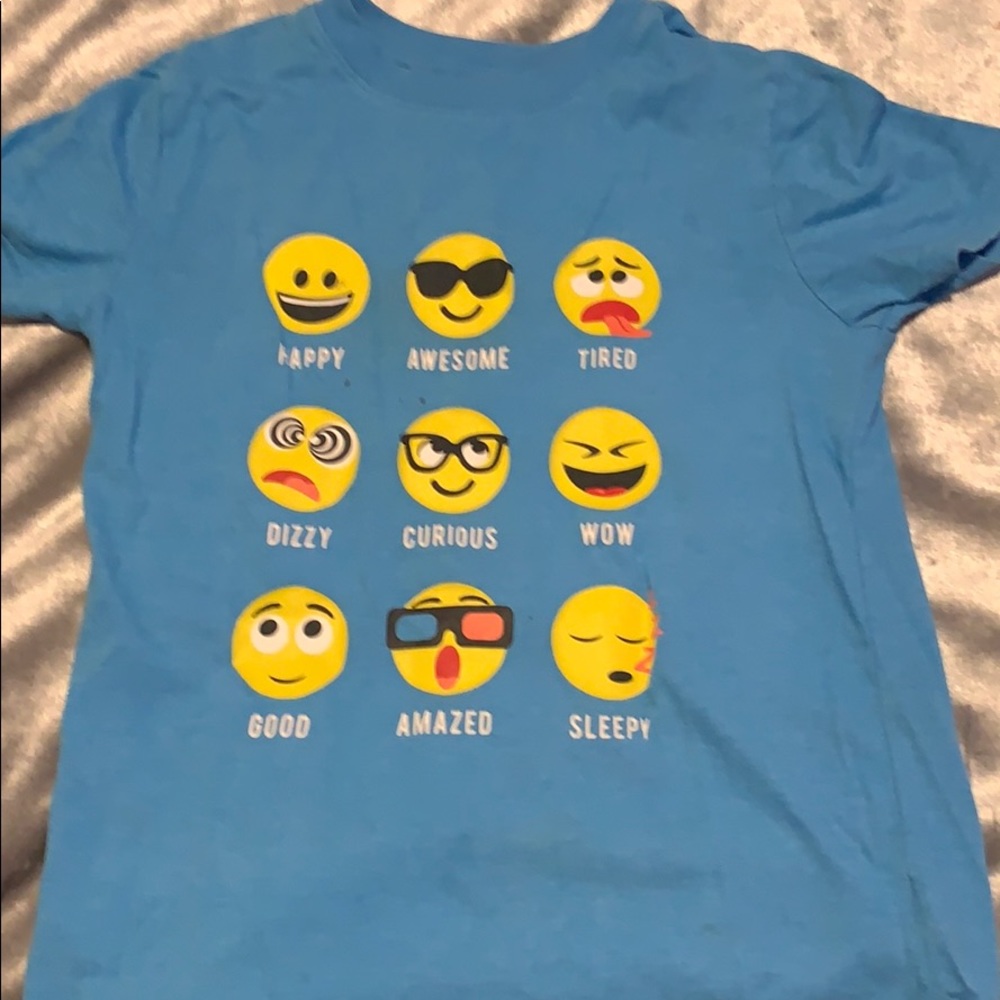 Blue Emoji shirt.